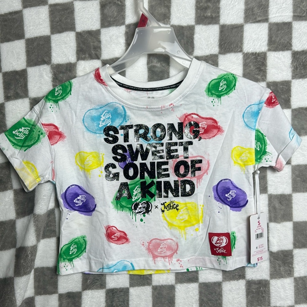 Jelly Belly tee shirt novel Tee justice crop Strong Sweet and one of a kind!
